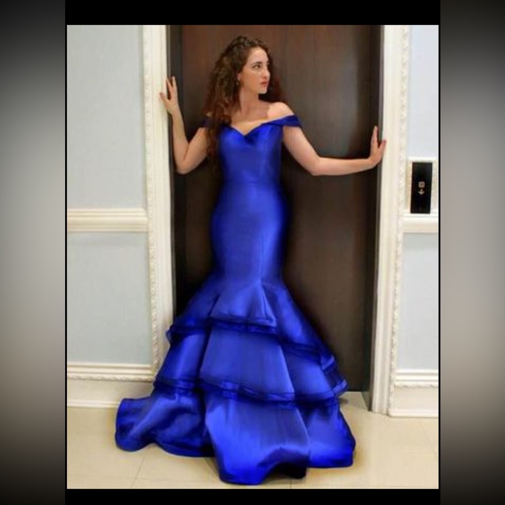 Jovani Blue Mermaid Prom Dress Size 10